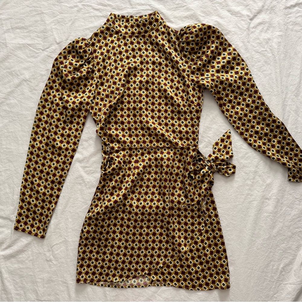 Reformation Black and Gold Long Sleeve Dress